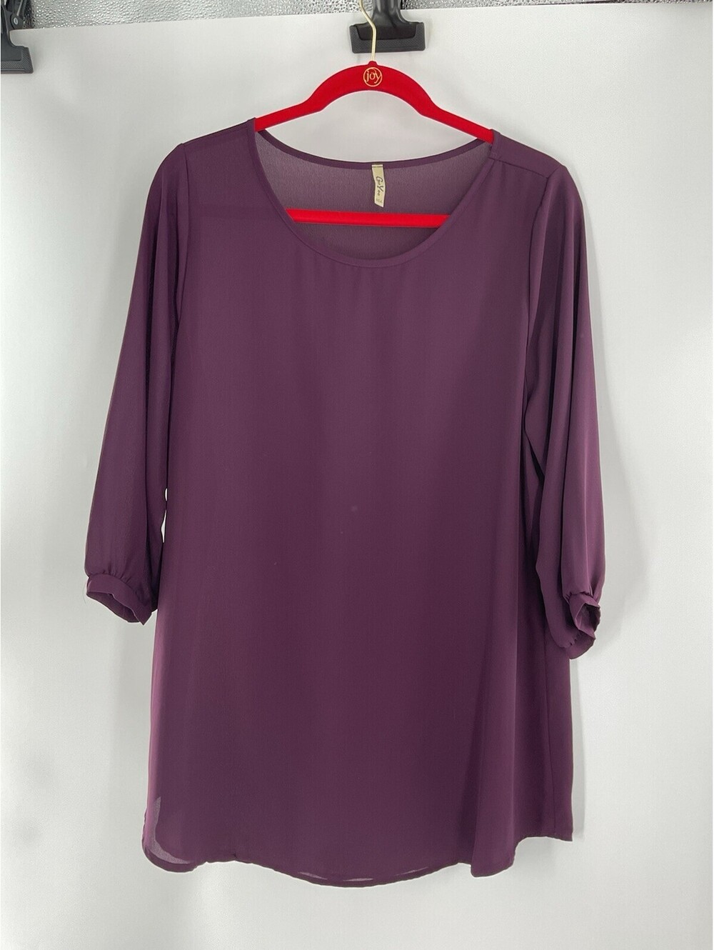Goo Yoo Women’s Blouse Xl Plum Purple Polyester Made In Usa 122